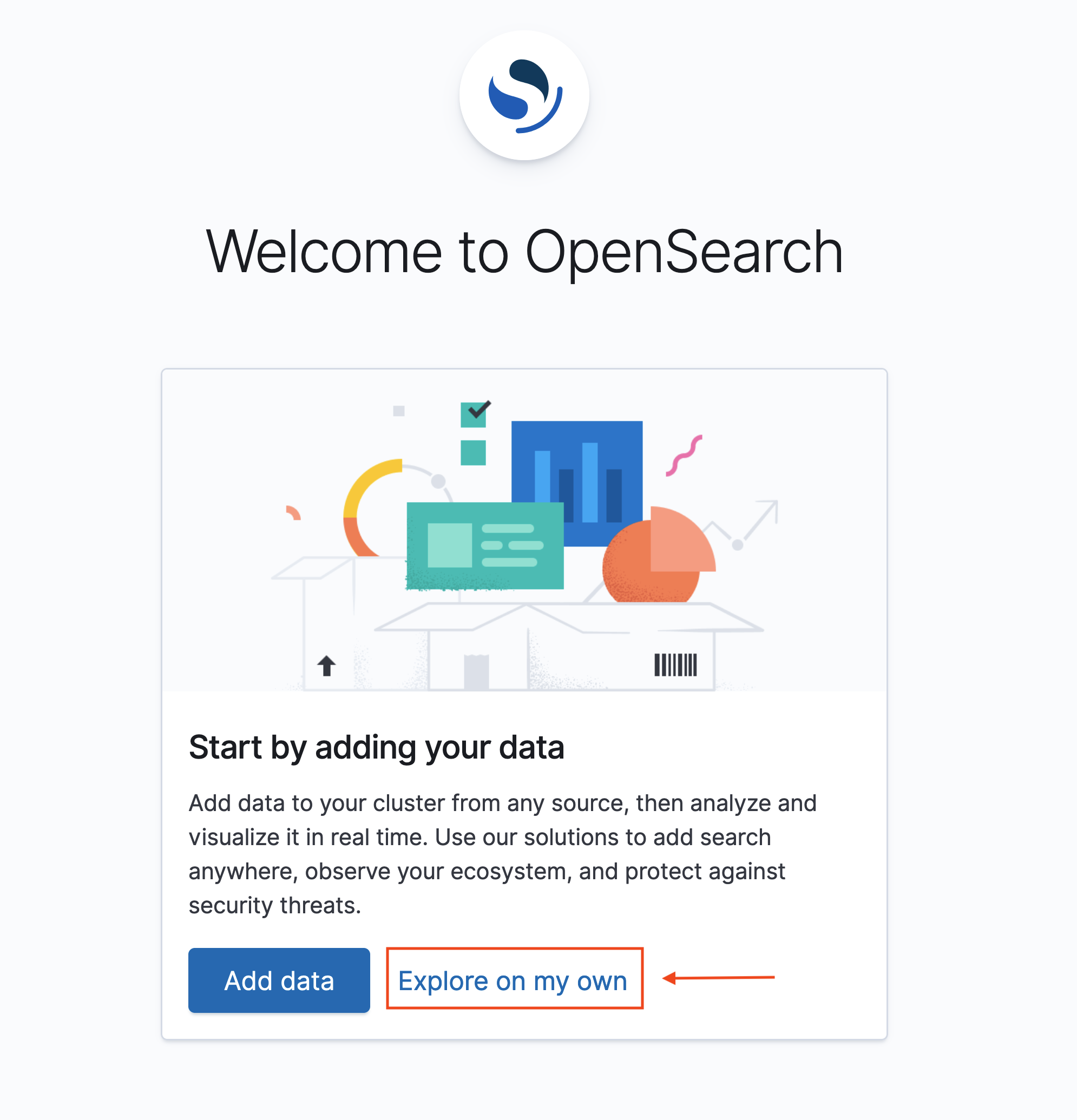 OpenSearch Dashboards Welcome Screen
